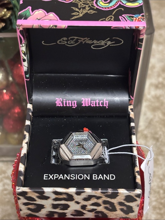 Ed Hardy Jewelry - Ed Hardy NWT Ring Watch With Crystals